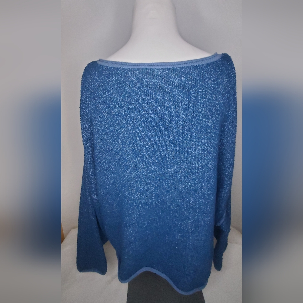 Free People -size S- Pullover"See Me"In Blue Knit Textured Fabric Material - Picture 3 of 11